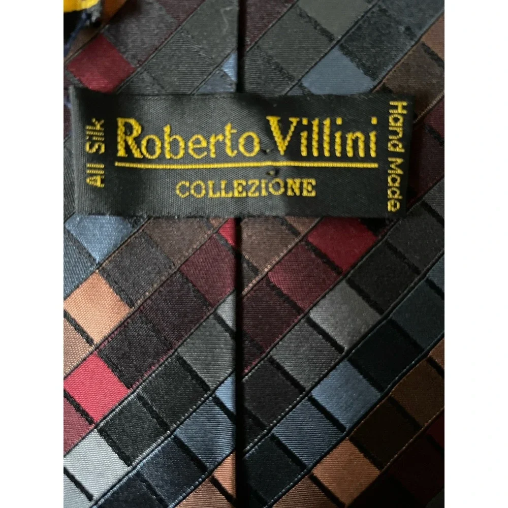 Roberto Villini Collezione Neckwear Tie Multi Color Stained Glass 100% Silk JBHS